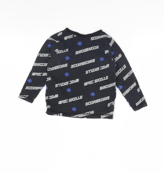 George Boys Black Striped Pyjama Top Size 2 Years - Football
