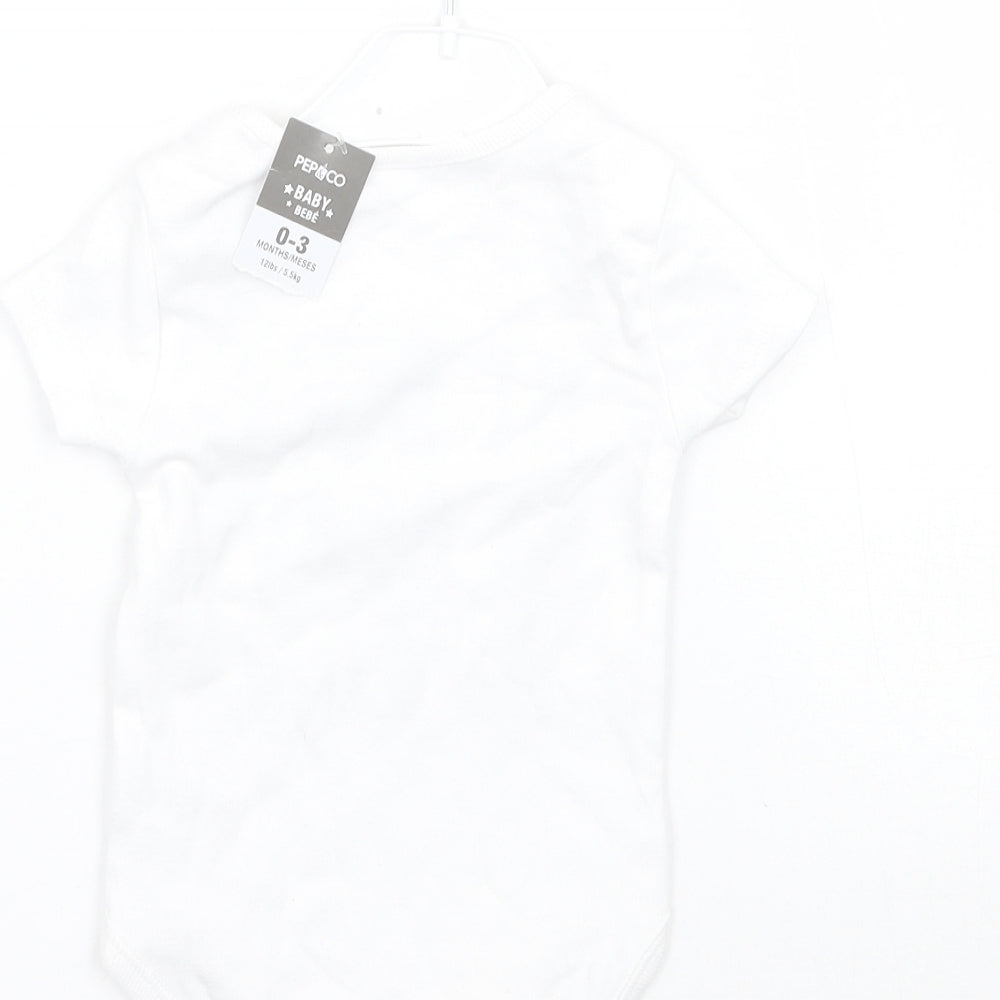 Pep&co Baby White Babygrow One-Piece Size 0-3 Months