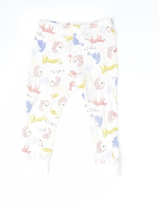 Florence and Fred Girls White Animal Print Pyjama Pants Size 2-3 Years - Big Cat print - elastic waist
