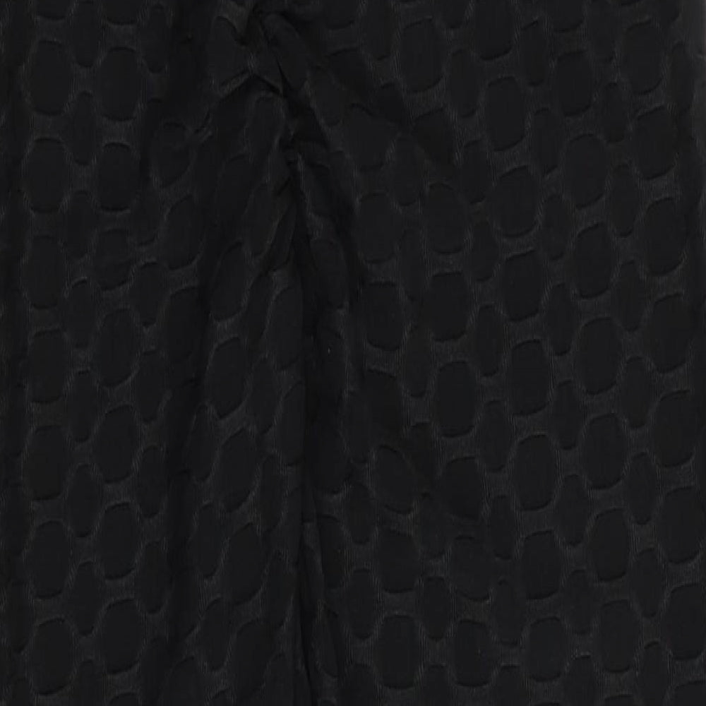 Preworn Womens Black Geometric Jegging Leggings Size L L25 in - Tie back with Elastication