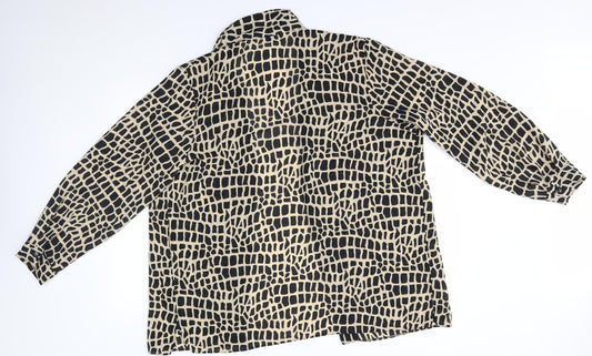 Design Essentials Womens Beige Animal Print Basic Button-Up Size 20