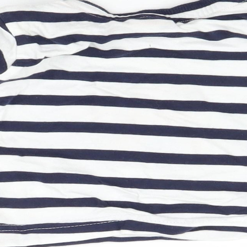 Brand and care label for Bluezoo Baby Multicoloured Striped Basic T-Shirt, size 3-6, Months