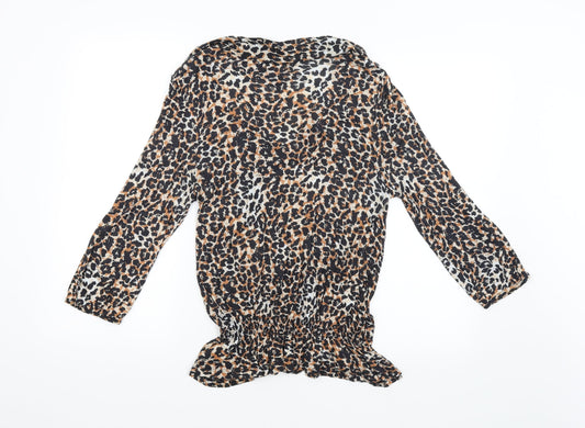 NEXT Womens Brown Animal Print Basic Blouse Size 14