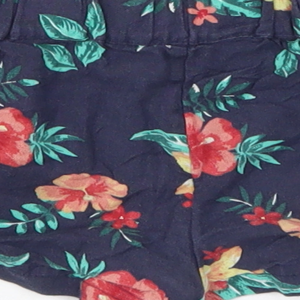 Nutmeg Girls Blue Floral Cropped Trousers Size 6-9 Months