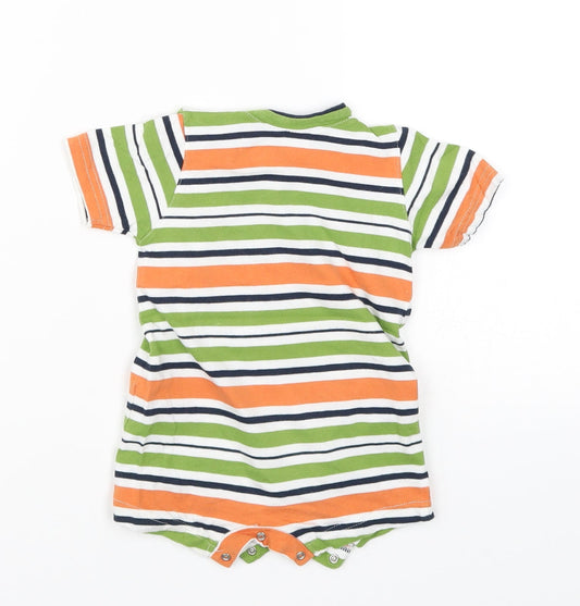 TUP TUP Boys Green Striped Romper One-Piece Size 0-3 Months - Orange The Baby Gang Cat