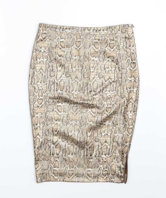 Vicolo Womens Gold Animal Print Straight & Pencil Skirt One Size