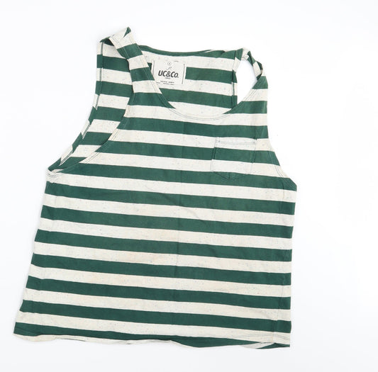 Uc &co. Mens Green Striped  Basic Tank Size M