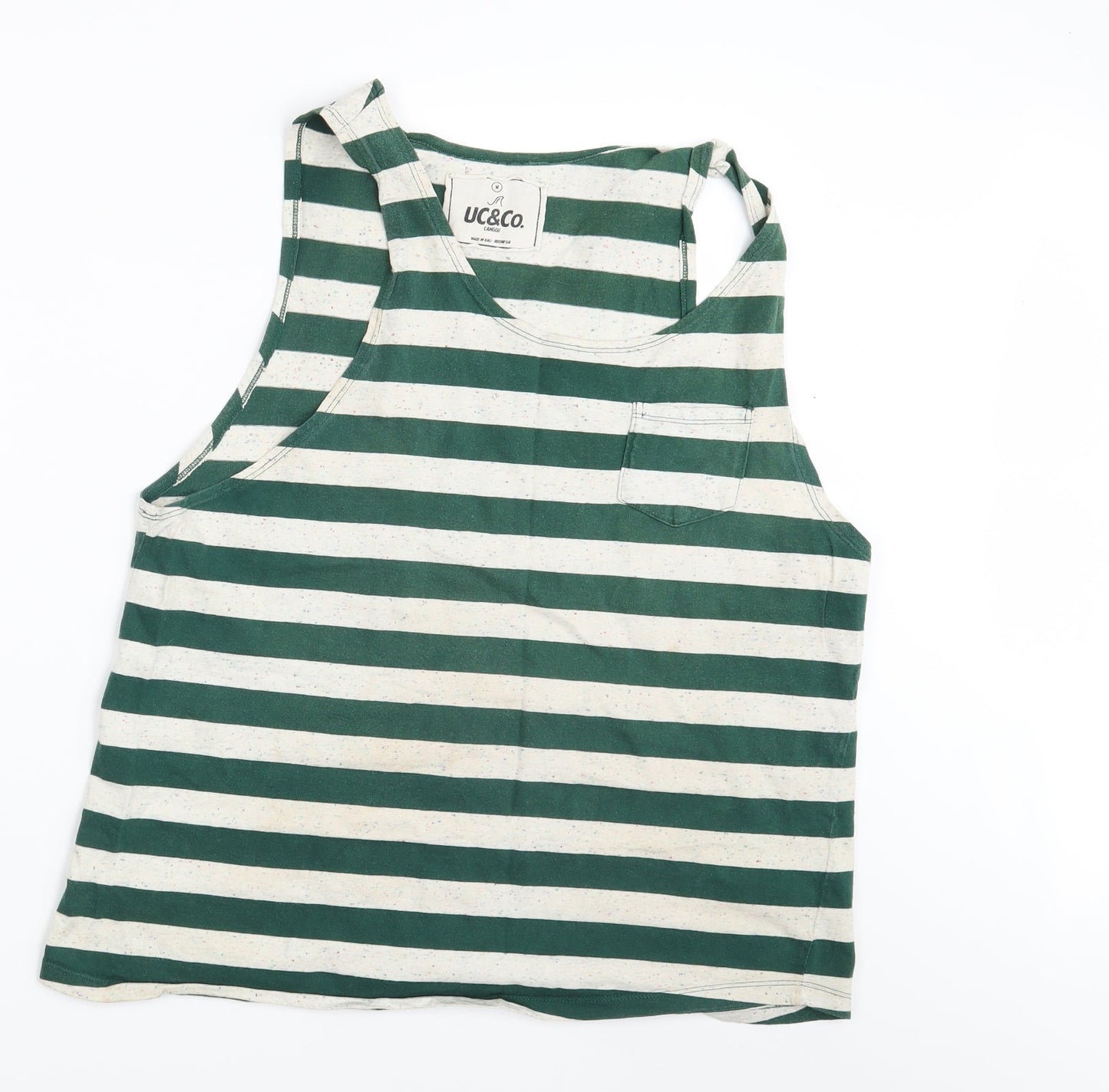 Uc &co. Mens Green Striped  Basic Tank Size M
