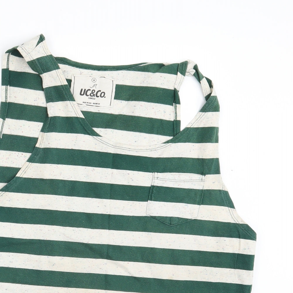 Uc &co. Mens Green Striped  Basic Tank Size M