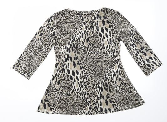 Classic Womens Multicoloured Animal Print Basic T-Shirt Size 12