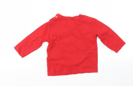 M&S Boys Red Animal Print Basic T-Shirt Size 6-9 Months