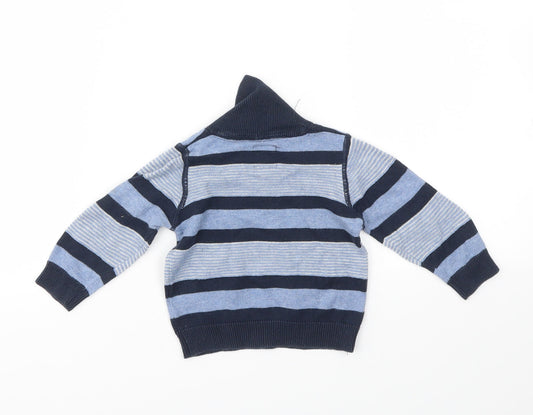 Earlydays Boys Blue Striped Pullover Jumper Size 0-3 Months