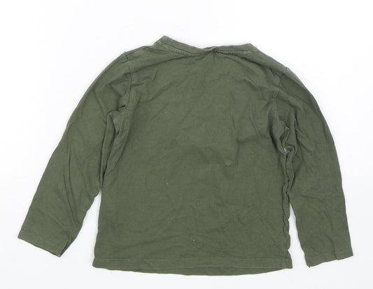 H&M Boys Green Basic T-Shirt Size 2-3 Years - Dinosaur