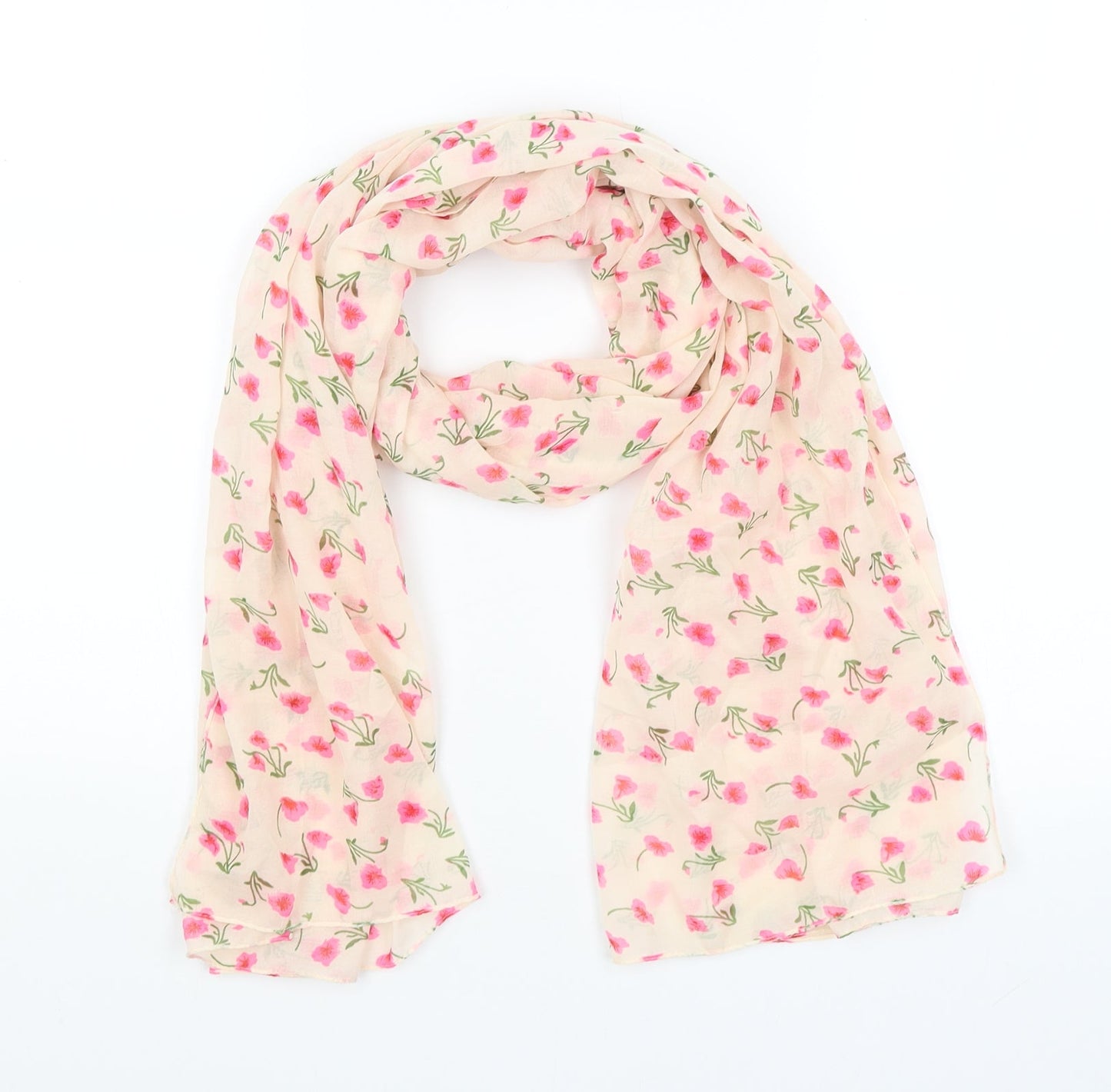 Preworn Womens Pink Floral Scarf