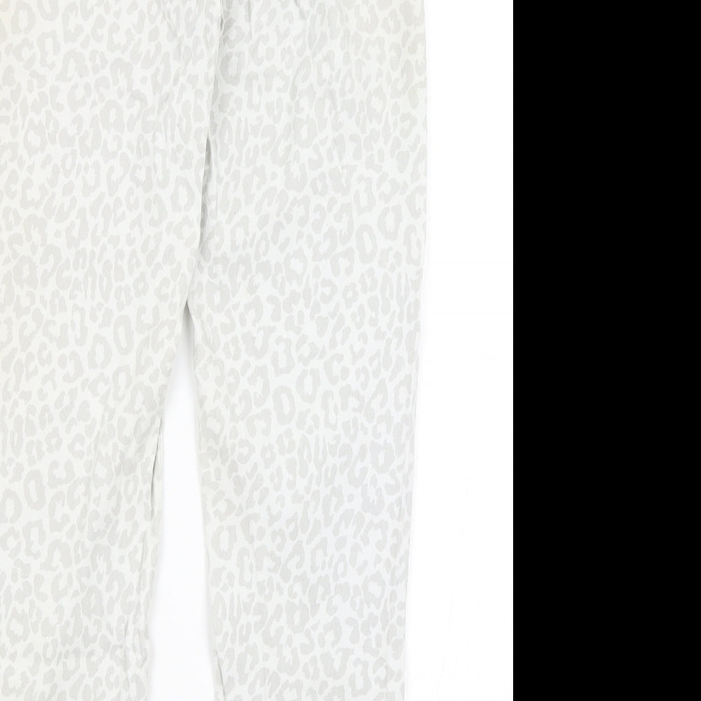 Moda Womens White Animal Print Trousers Size S L27 in