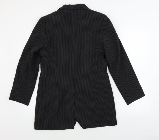 FASHION EXTRA Womens Black Striped Jacket Blazer Size 12