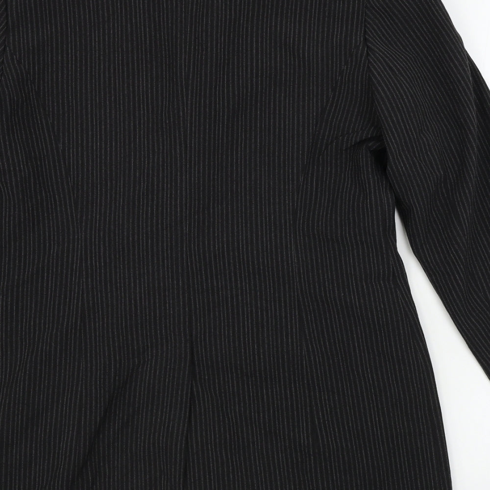 FASHION EXTRA Womens Black Striped Jacket Blazer Size 12
