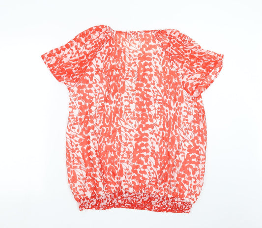Savoir Womens Red Geometric Basic Blouse Size 16