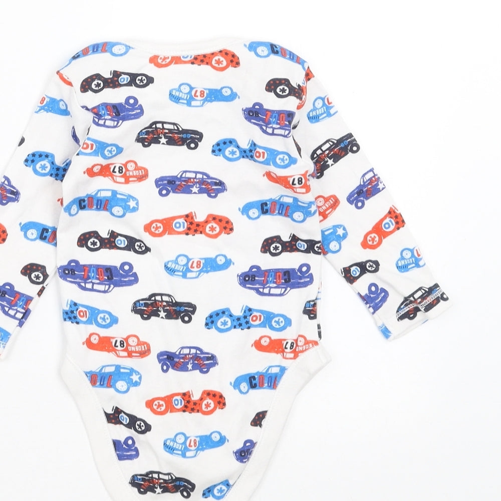 Nutmeg Baby White Babygrow One-Piece Size 3-6 Months - cars