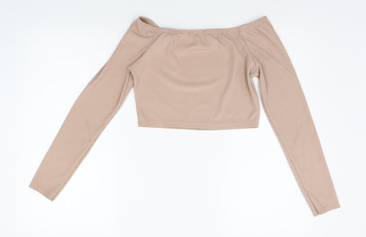 pretylittlething Womens Beige Basic Blouse Size 10
