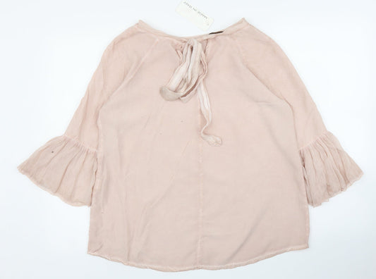 New Line Womens Pink Basic Blouse Size L