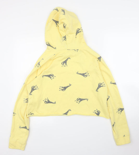 Messy Bun Womens Yellow Pullover Hoodie Size M
