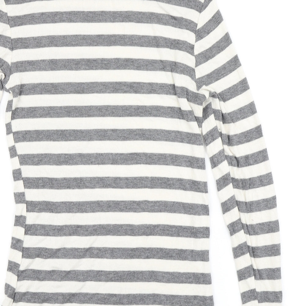 F&F Womens Grey Striped Pullover Jumper Size 8