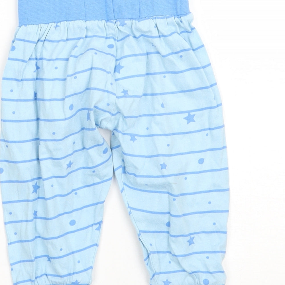 Brand and care label for in the night garden boys’ blue striped sweatpants, size 9-12, months