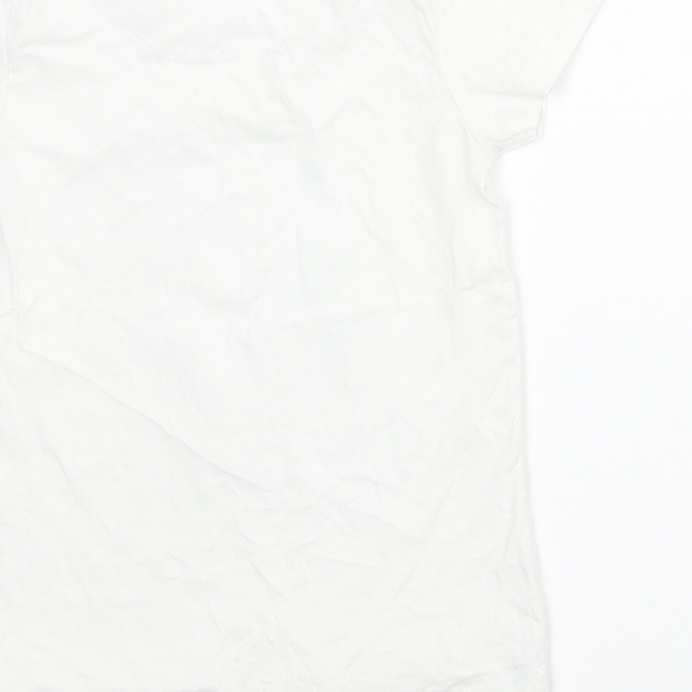 TU Girls White Animal Print Basic T-Shirt Size 7-8 Years