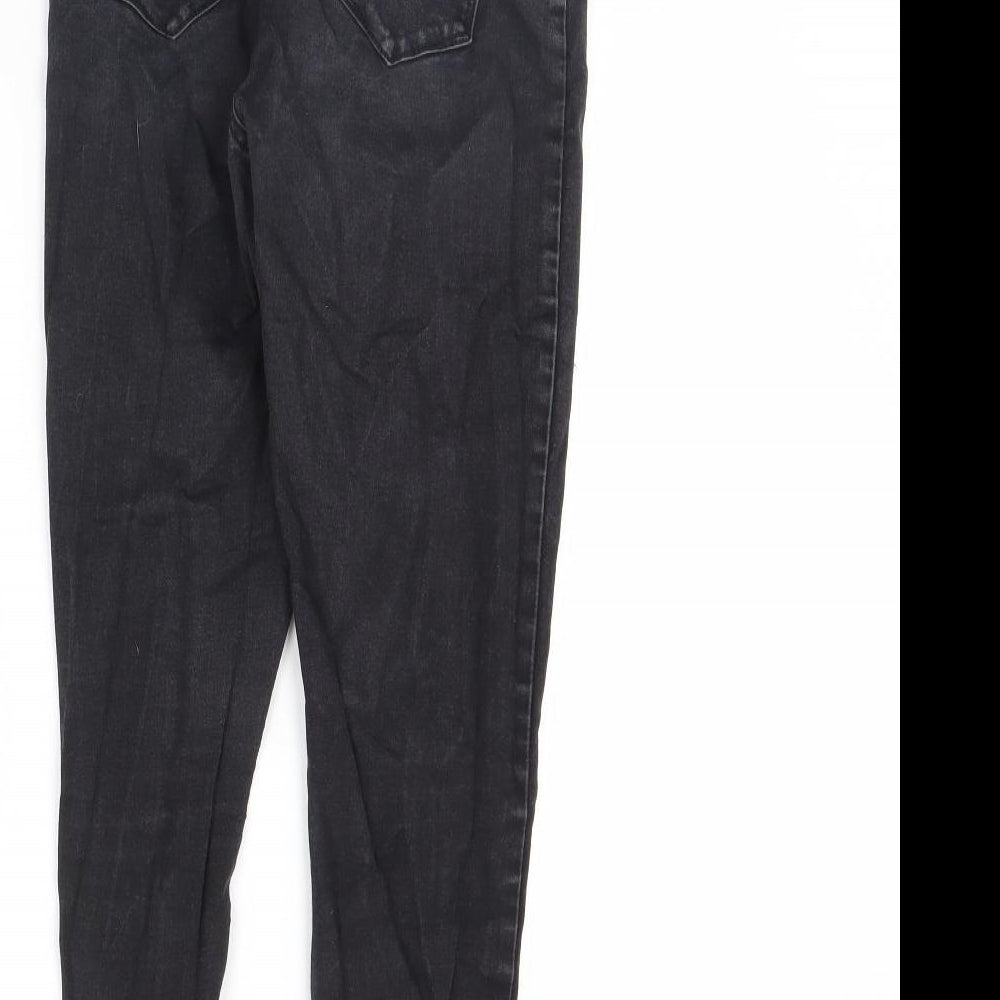 Brand and care label for Denim & Co. women’s black denim skinny jeans, size UK 14, 28-inch leg