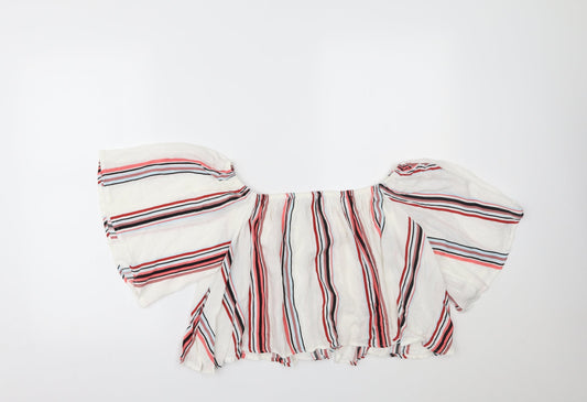 TALLY WEiJL Womens Multicoloured Striped Cropped Blouse Size S