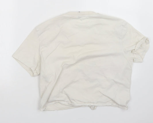 H7m Womens White Basic T-Shirt Size L