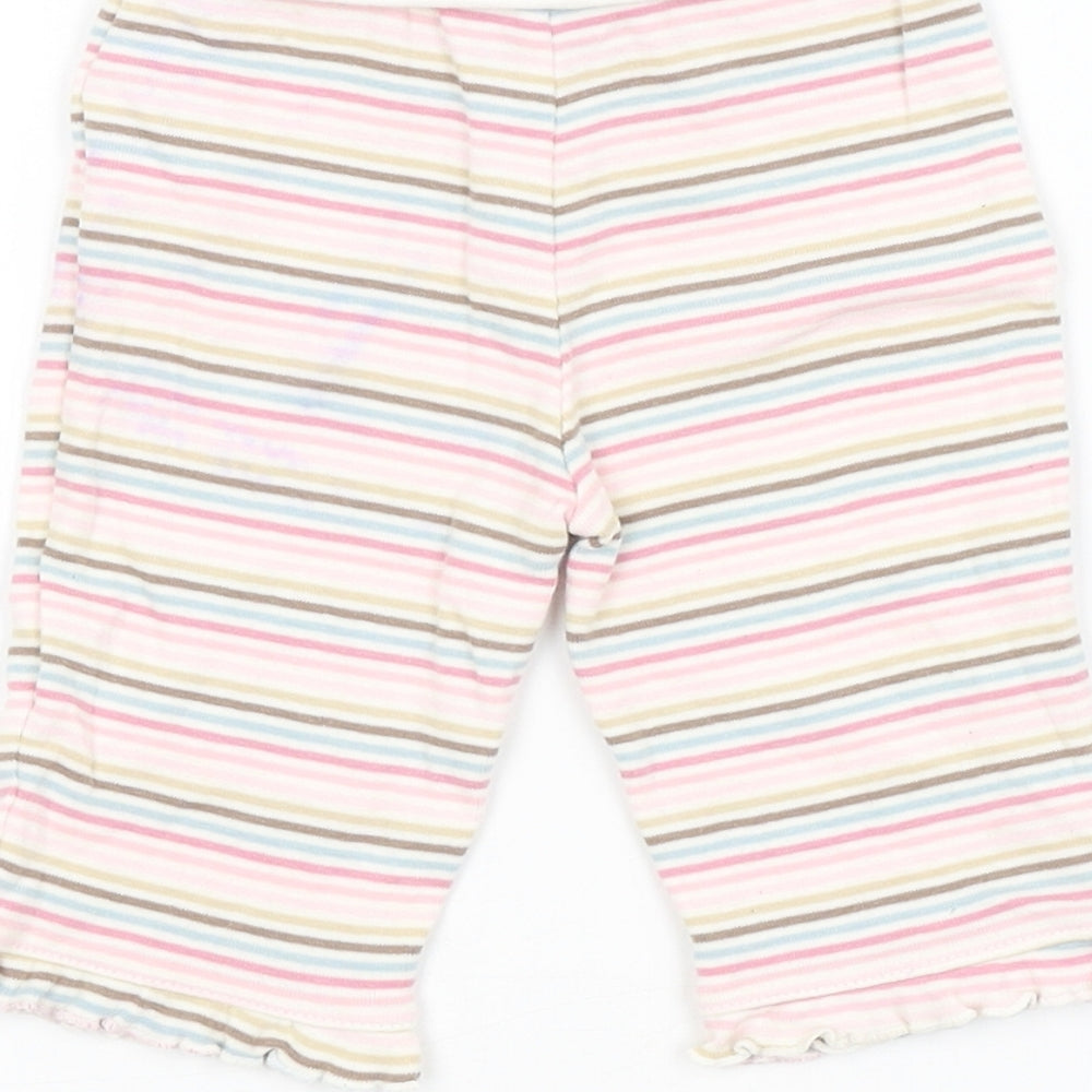 Brand and care label for Preworn girls’ multicoloured striped sweatpants leggings, size 3-6, months
