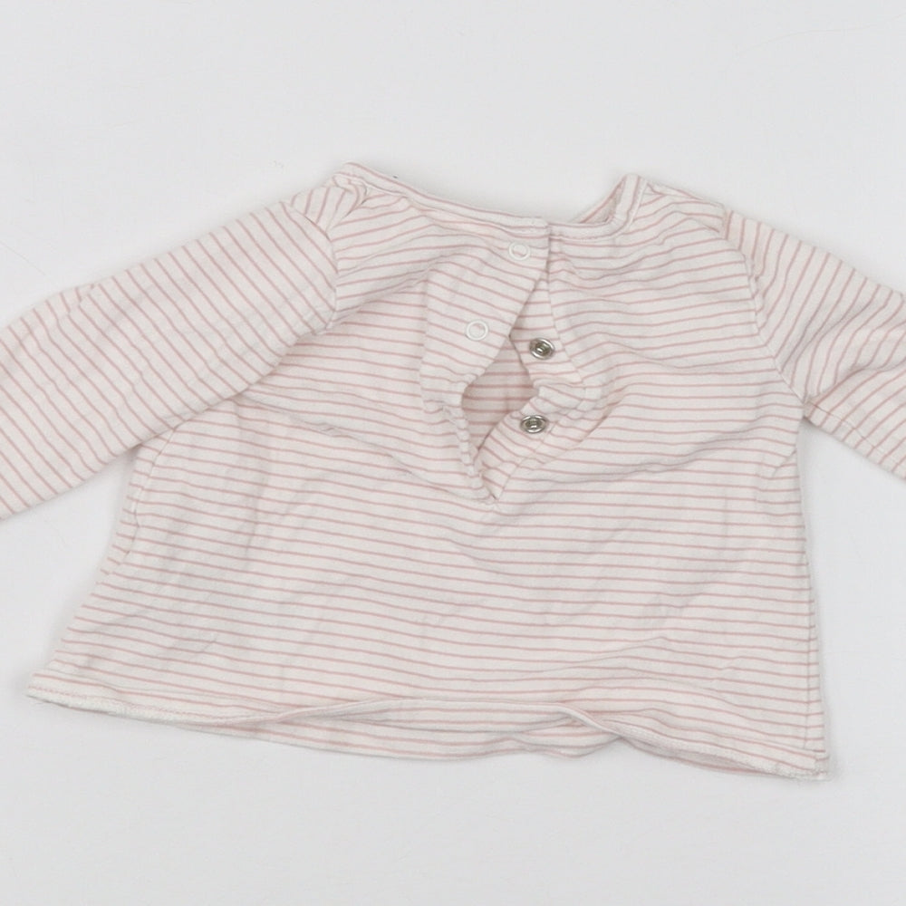 Brand and care label for Next Baby White Striped Basic T-Shirt, size 0-3, Months