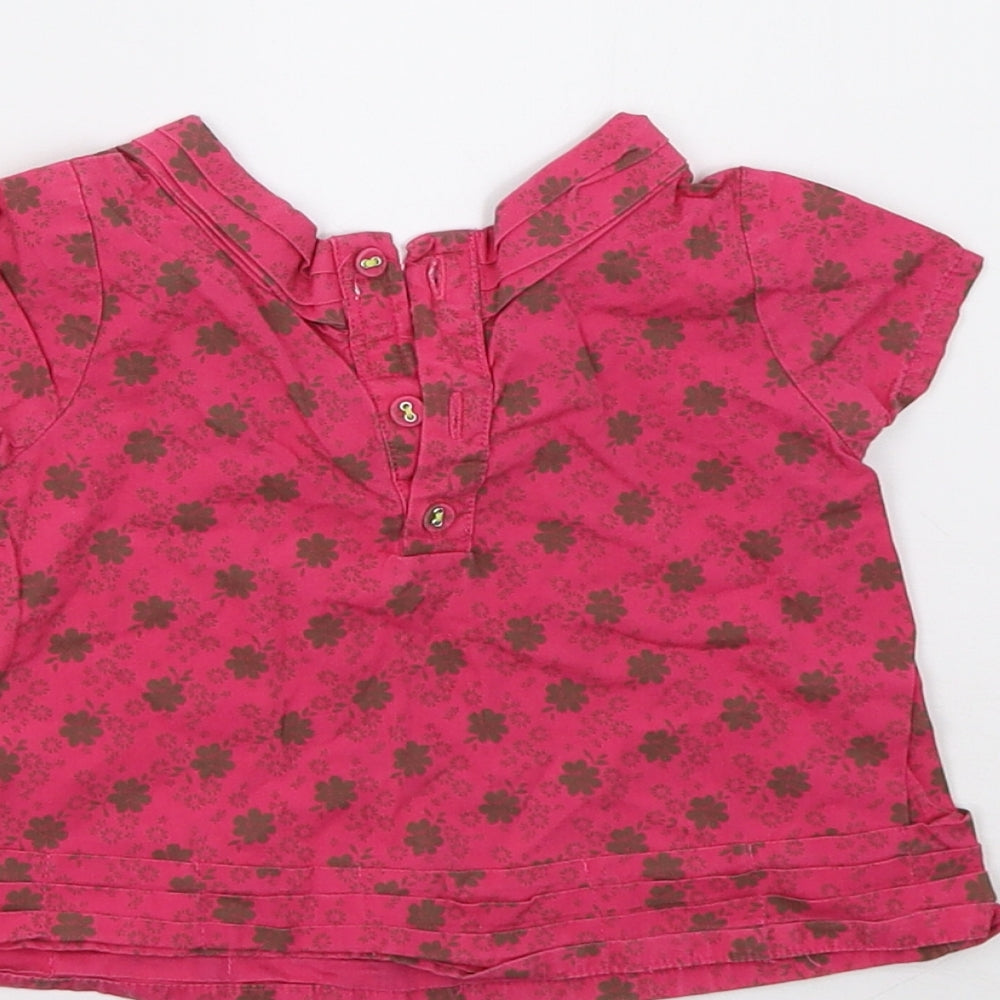 Brand and care label for mamas & papas Baby Pink Basic Blouse, size 3-6, Months