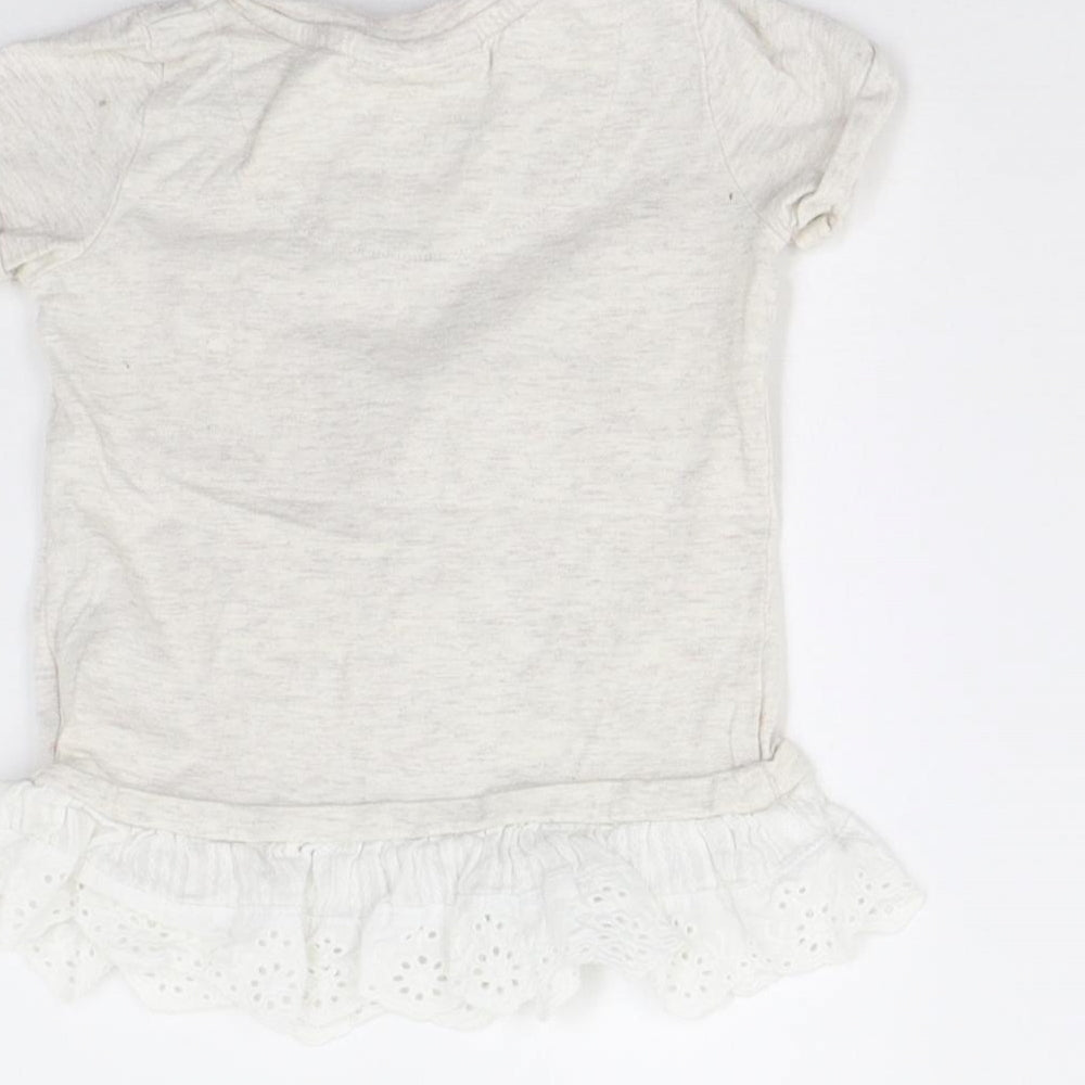 Brand and care label for Next Baby Beige Basic T-Shirt, size 3-6, Months