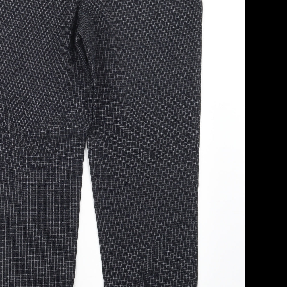 Marks and Spencer Womens Blue Check Trousers Size 16 L28 in