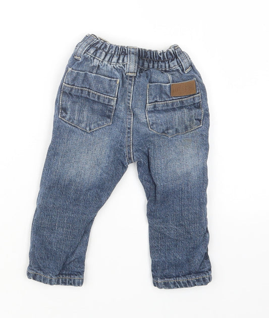 Rebel Boys Blue Denim Cargo Jeans Size 9-12 Months