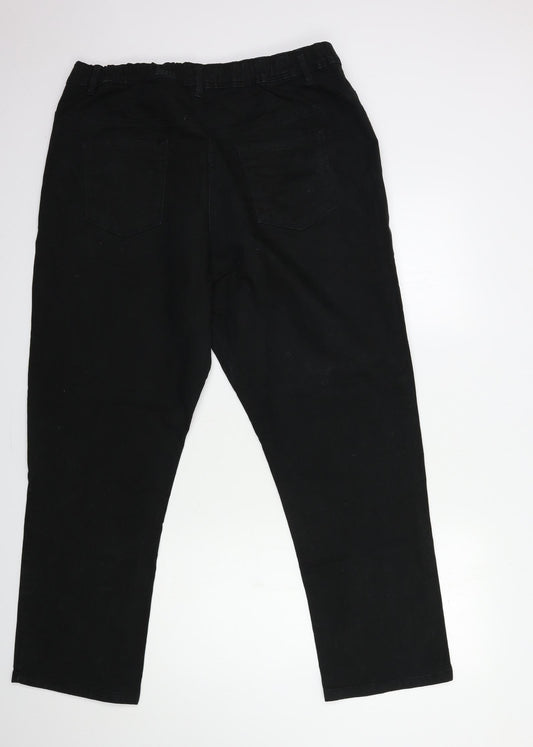 Preworn Womens Black Denim Straight Jeans Size 12 L29 in