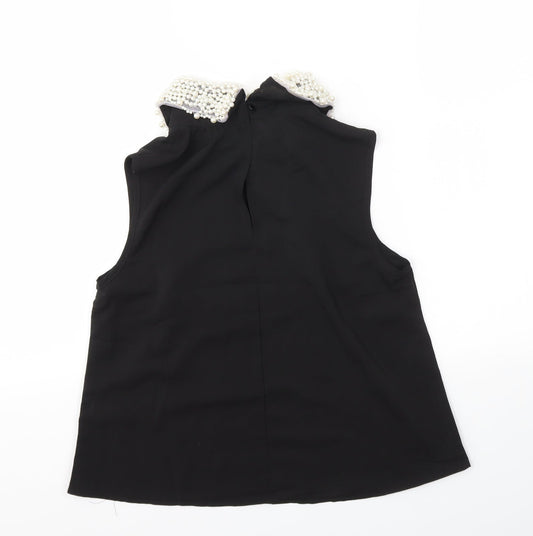 gold Womens Black Basic Blouse Size 8