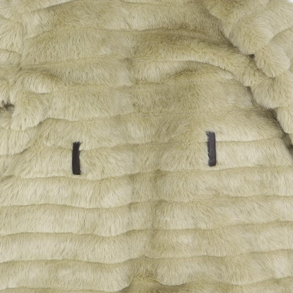 Brand and care label for Be Beau women’s beige jacket coat, size UK 12
