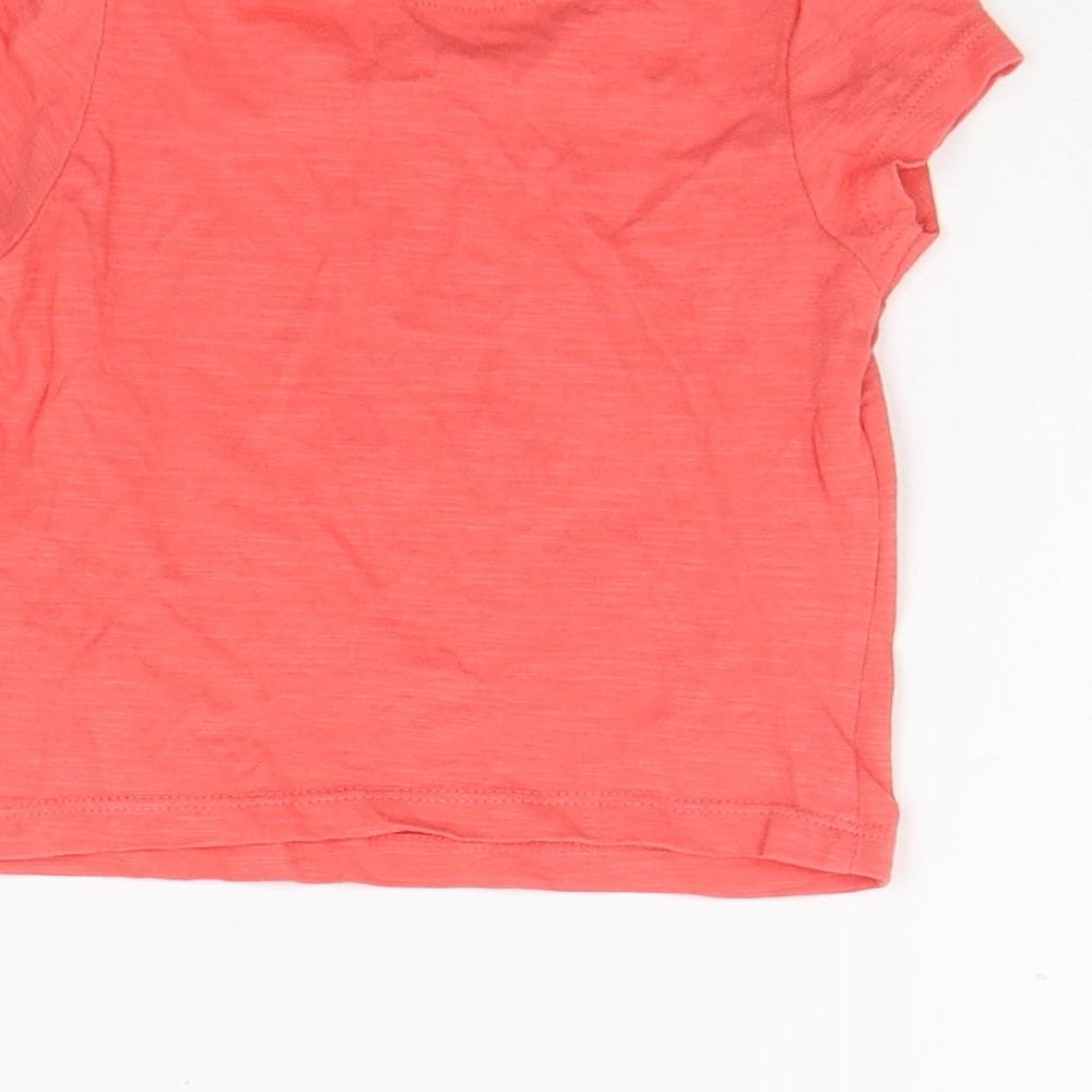 Brand and care label for Mothercare Baby Orange Basic T-Shirt, size 6-9, Months