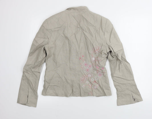NEXT Womens Beige Floral Jacket Blazer Size 12
