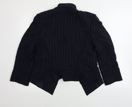 Javier Simorra Womens Blue Striped Jacket Blazer Size 10