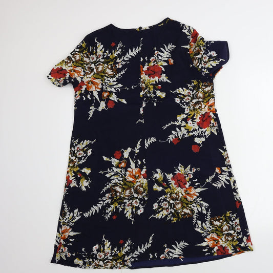 SheIn Womens Blue Floral A-Line Size 10