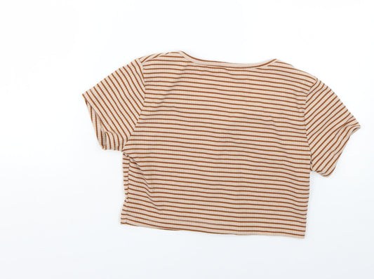 shen Womens Multicoloured Striped Basic T-Shirt Size S