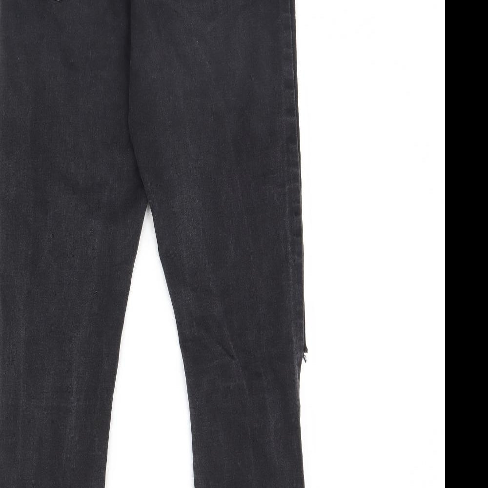 Brand and care label for Denim & Co. women’s black denim skinny jeans, size UK 12, 28-inch leg