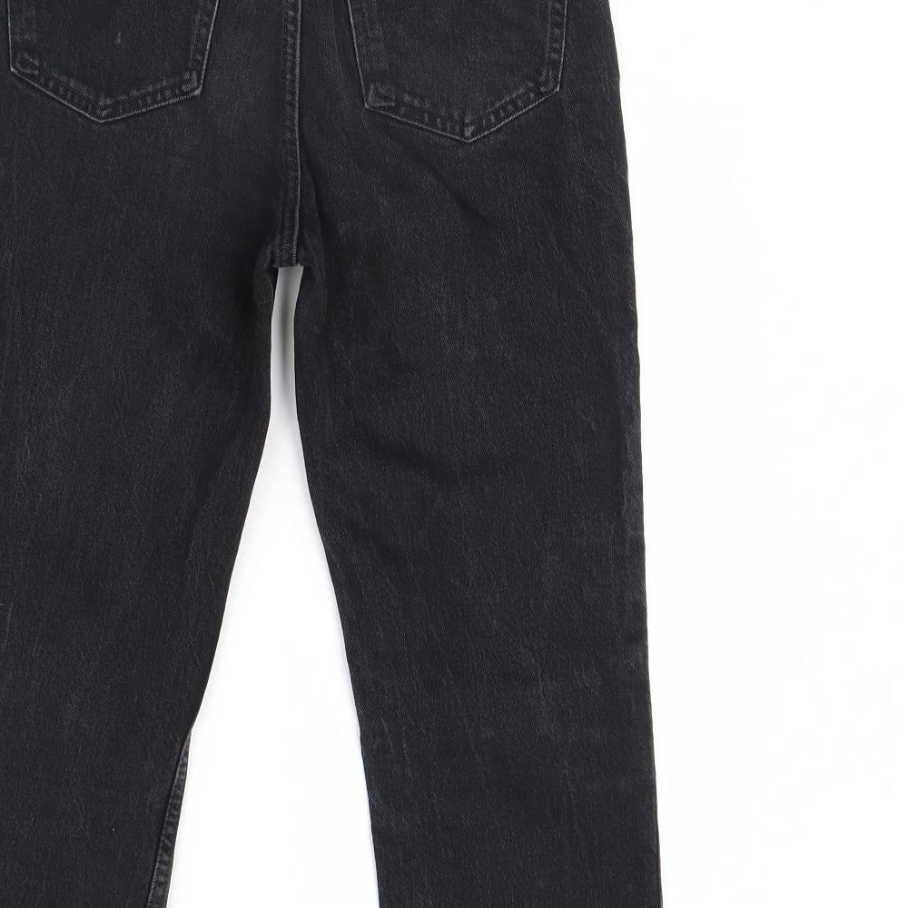 Brand and care label for Denim & Co. women’s black denim straight jeans, size UK 8, 28-inch leg