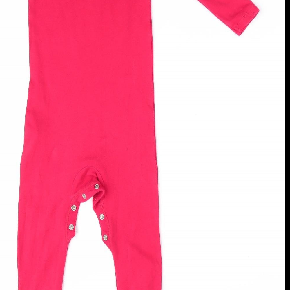 Brand and care label for F&F boys’ red animal print babygrow one-piece, size 12-18, months - reindeer