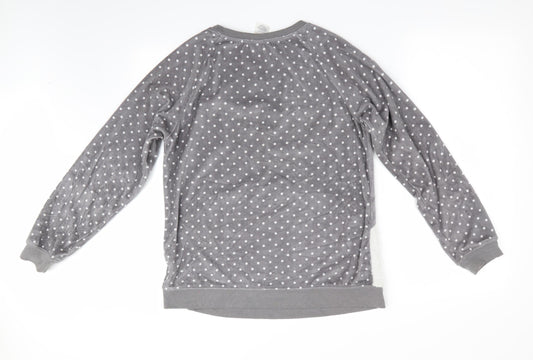 Peacocks Womens Grey Polka Dot Pyjama Top Size 10 - Bear Face